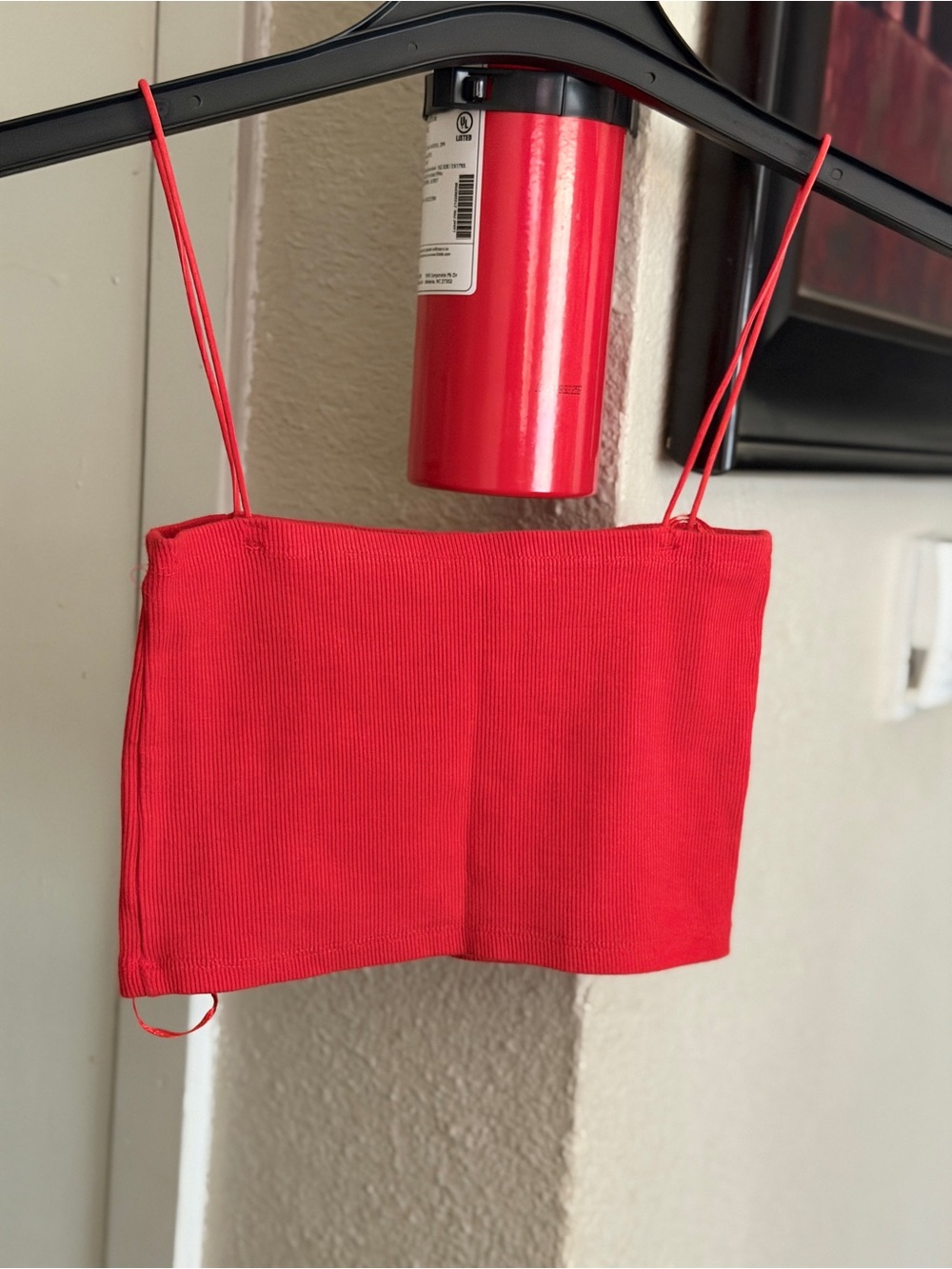 Zara Red Ribbed Cropped Camisole - Picture 5 of 6